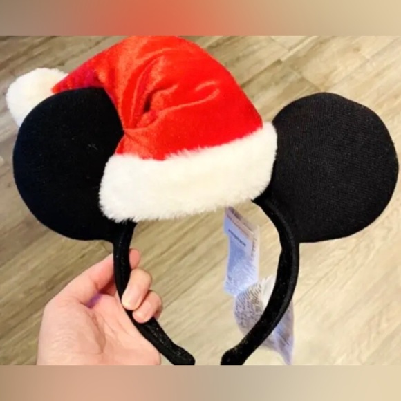 Disney Parks Mickey Santa Hat Minnie Ears Headband Christmas Holiday Ears NWT - Picture 2 of 3